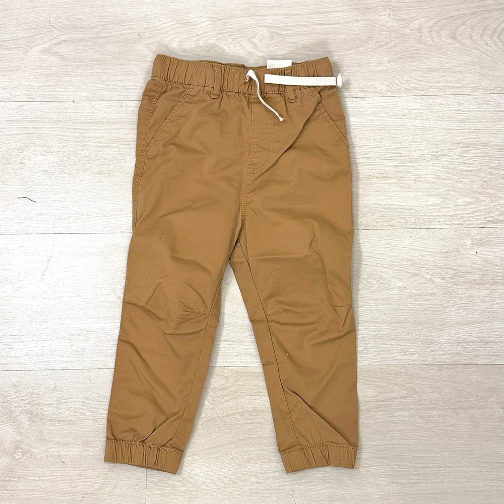 H&M Jogger Pants Toddler‎ Boys 4T Tan Brown Cotton Twill Drawstring Cuffed NWT